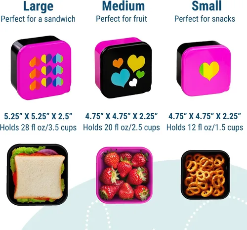 Vista 5 de Wildkin Bolsa de almuerzo ecológica reciclada y recipientes anidados para aperitivos para organizar y llenar platos por todas partes