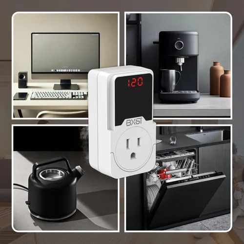 Vista 8 de BXST Protector de sobretensiones de 140J, protector de voltaje de una toma de corriente, protector de sobretensiones para refrigerador/aire