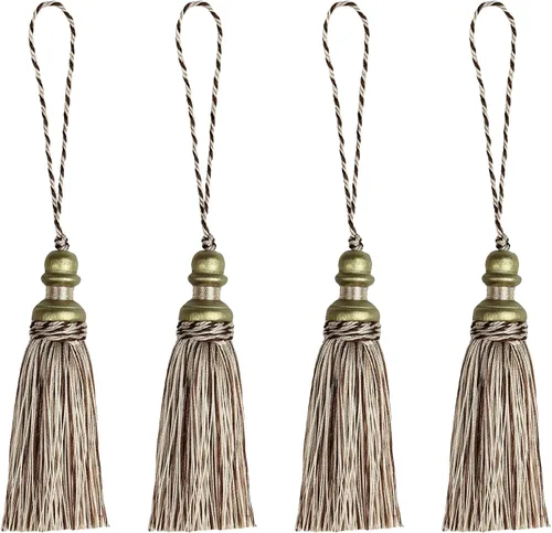 Vista 9 de 2 unidades de borla para llavero de 21 cm / 8 pulgadas con asas, borla artesanal hecha a mano, accesorios de bricolaje para decoración del hogar