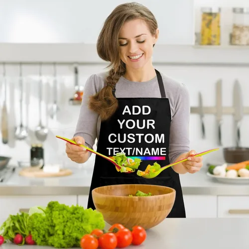 Vista 7 de Delantal personalizado Añadir imagen Texto Nombre Diseño personalizado Cocina Delantales de cocina