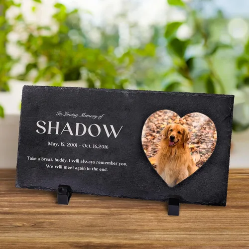 Vista 19 de Farfume Piedras conmemorativas personalizadas para mascotas con foto y texto Marcadores personalizados para tumbas para mascotas Lápidas