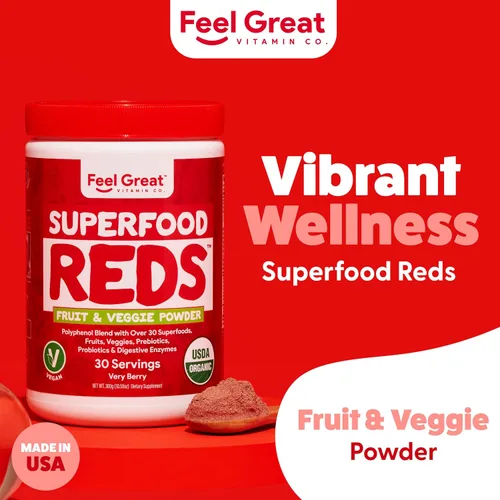 Vista 3 de Polvo orgánico de superalimentos rojos Suplemento de frutas y verduras Mezcla de batidos cargada con polvo de raíz de remolacha orgánica
