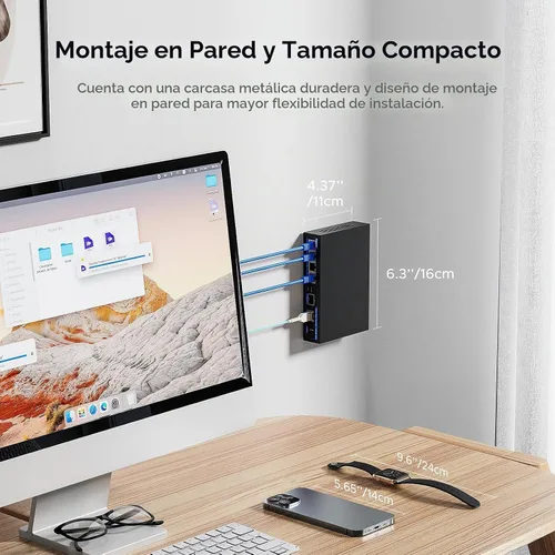 Vista 9 de Interruptor PoE+ de 4 puertos 2.5Gb con 2 puertos SFP+ de 10Gb adicionales, TEROW Base-T 10G Ethernet, capacidad de conmutación de 60Gbps