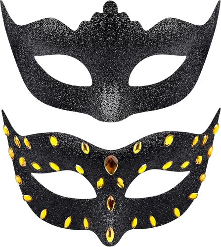 Vista 9 de Juego de Máscaras para Pareja de SIQUK, Máscara de Fiesta Veneciana, Máscara de Disfraz