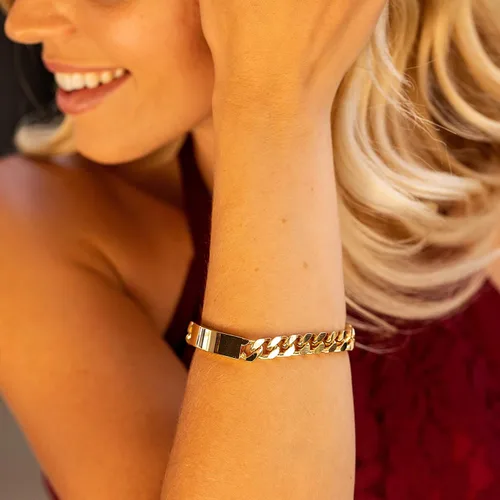 Vista 2 de LIFETIME JEWELRY Pulsera de identificación de eslabones cubanos Miami Curb de 0.354 in para hombres y mujeres, chapada en oro de 24 quilates