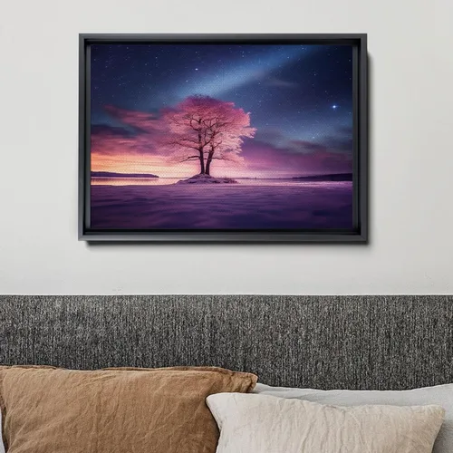Vista 4 de Northern Lights Tree - Aurora Borealis Painting - Winter Wonderland - Nature Decor - Modern Wall Art - Canvas & Metal Prints