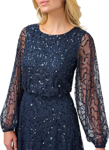 Vista 5 de Adrianna Papell Vestido corto con cuentas y manga para mujer