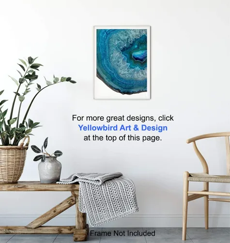 Vista 5 de Impresión artística de pared con piedras preciosas de ágata azul, foto sin marco de 8 x 10 pulgadas, es un gran regalo para coleccionistas de geoda