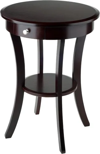 Vista 9 de Mesa auxiliar Sasha Accent, de la marca Winsome. Hecha de madera, con cajón, patas curvas, man-made-material, Blanco