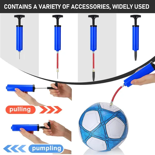 Vista 3 de Jerify Kit de bomba de bola de 8 pulgadas, bomba de aire portátil de pelota deportiva para fútbol con manguera de extensión de aguja, inflador