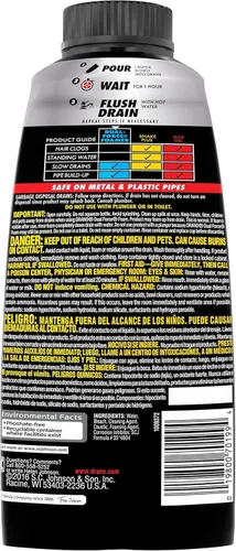 Vista 8 de Drano Removedor de obstrucciones de espuma de doble fuerza, línea comercial, 17 onzas