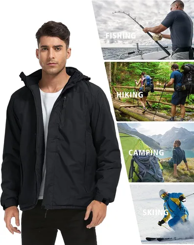 Vista 6 de Chaqueta de esquí de invierno para hombre, chaqueta de lluvia impermeable a prueba de viento