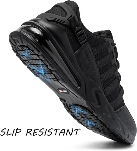 Vista 2 de LARNMERN Zapatos de trabajo antideslizantes para hombre, zapatos deportivos con amortiguación de aire, zapatos para restaurante Trabajo, casual