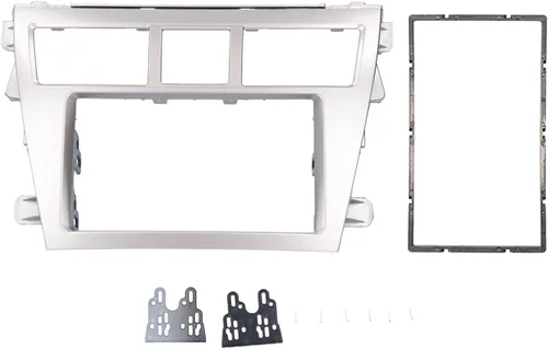 Vista 6 de Doble DIN coche estéreo Fascia Dash Kit para Toyota Belta Sedan Navigation (plata)