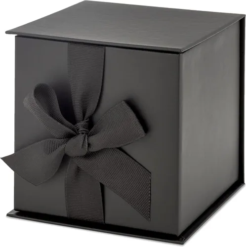 Vista 4 de Hallmark - Caja de regalo pequeña con lazo y relleno de papel triturado (Caja de regalo negra de 4 pulgadas) para bodas, graduaciones, cumpleaños