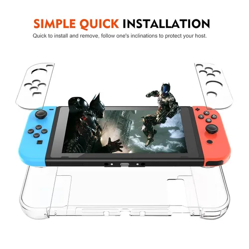 Vista 5 de ZIIDII Dockable Switch Case for Nintendo, Nintendo Switch Games Protective Hard Carrying Clear Cover Case for Nintendo Switch Console Joy Con