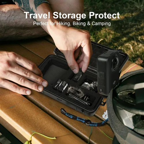 Vista 8 de Lekufee Estuche rígido impermeable de viaje para DJI Osmo 360, batería y otros accesorios (solo funda y bolsa)