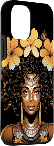 Vista 3 de iPhone 12 mini Orquídeas Afro Afro Orquídeas Flor Corona Negro Orgullo Caso