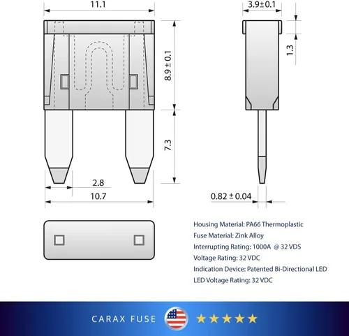 Vista 6 de CARAX Fusible Premium Mini Blade Smart Auto Glow Fusible Fácil Identificación (7.5A - 1pcs)