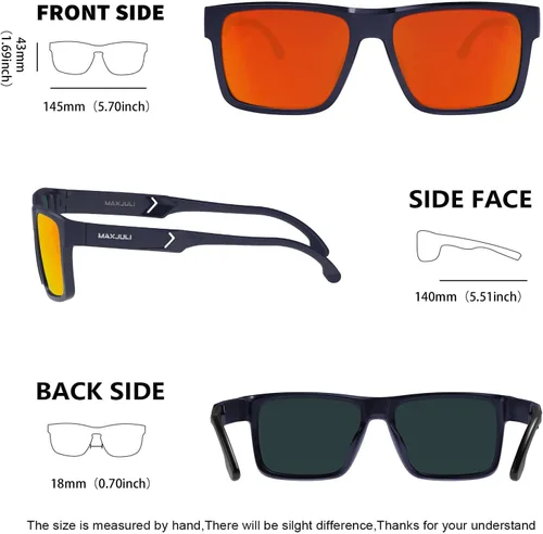 Vista 4 de MAXJULI Sports Polarized Sunglasses for Big Heads Men Women Rectangular Square Frame Glasses 82098210
