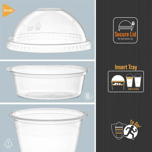 Vista 4 de Vasos de plástico para parfait de 9 onzas con insertos y tapas de 2 onzas, 50, juegos de recipientes de yogur de 9 onzas