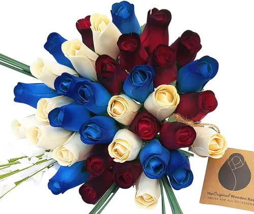 Vista 10 de Ramos originales de rosas de madera en 1, 2, o 3 docenas, Abedul, 1 Docena