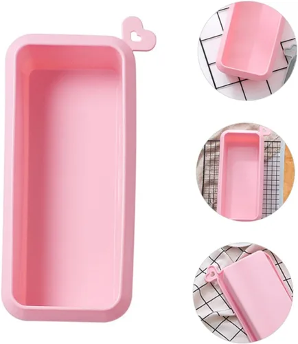 Vista 2 de Rectangular Silicone Cake Mold Non-stick Household Baking Loaf Pan for Toast Bread DIY Cakes Easy Clean Pink