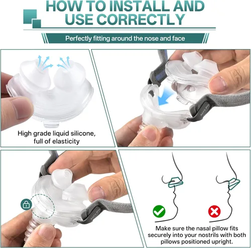 Vista 4 de Cojín nasal de repuesto para ResMed Airfit P10, compatible con la máscara original Airfit P10 CPAP, sellado confiable y ajuste perfecto, reemplazo