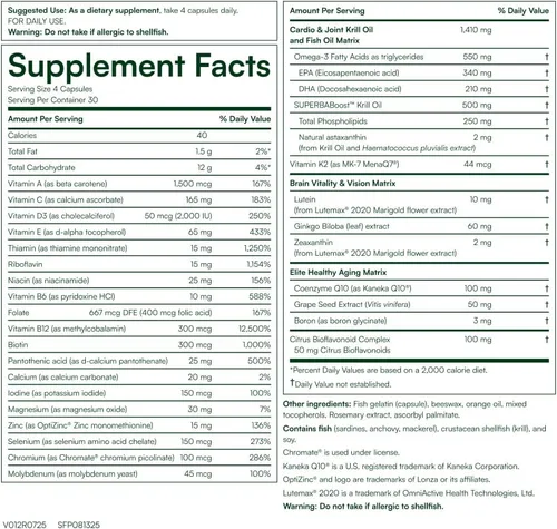 Vista 2 de Purity Products Super Pill - Multivitamínico de élite + aceite de krill +