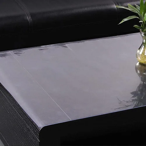 Vista 4 de Mantel protector de mesa transparente para comedor (plástico, rectangular, 0.039 in de grosor, PVC, 15.7 x 24.0 in)