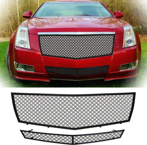 Vista 8 de Combinación de rejilla de malla negra de acero inoxidable de 1,8 mm, se ajusta a Cadillac CTS 2008 2009 2010 2011 2012 2013 No para CTS-V,
