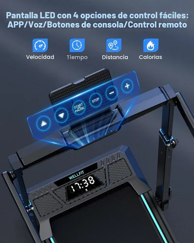 Vista 6 de WELLFIT Cinta de correr inclinada automática, caminadora resistente