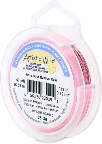 Vista 124 de Artistic Wire, Alambre de cobre de color chapado en plata de calibre 18, resistente al deslustre, amatista, 20 pies