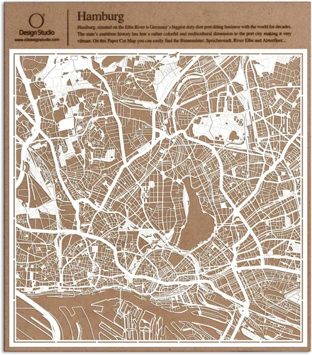 Vista 67 de O3 Design Studio Aberdeen - Mapa de papel cortado en papel blanco de 12 x 12 pulgadas