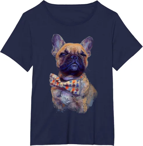 Vista 9 de Camiseta de bulldog francés con estampado realista, artística de bulldog francés, Negro, S