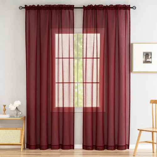 Vista 102 de MYSTIC-HOME Juego de cortinas de niveles transparentes blancas para cocina de 24 pulgadas de largo, tratamiento de cortinas para ventanas pequeñas