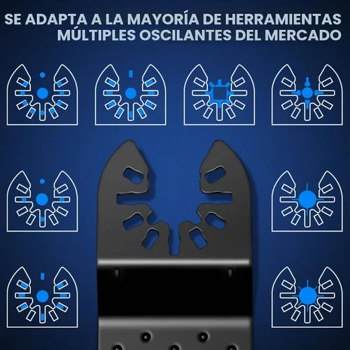 Vista 4 de Juego de 50 cuchillas multiherramienta: hojas de sierra oscilantes y cuchillas multiherramienta para madera y metal blando con interfaz