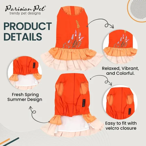 Vista 3 de Parisian Pet Vestido de Verano con Bloques de Color - Vestido Ligero sin Mangas - Atuendo de Playa para Perro - Lavable a Máquina para Perros Juego