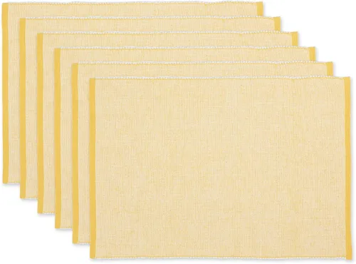 Vista 9 de DII Juego de manteles individuales ecológicos de la colección Fine Ribbed de 13x19, azul francés
