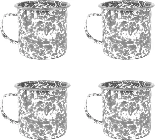 Vista 13 de Crow Canyon Home Splatter Enamelware - Taza grande de 16 onzas, color negro