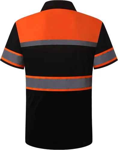 Vista 6 de Camisas de seguridad HoliSecure para hombre, camisas polo reflectantes de alta visibilidad para hombre con bolsillo, ropa de trabajo de manga corta