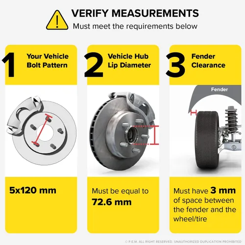 Vista 3 de 2 espaciadores de rueda centrados de 0.118 in 5x120 (72.6, 72.56 orificios) compatibles con BMW 128i 135i 318i 320i 325i 328i 335i M3 428i 435i M4