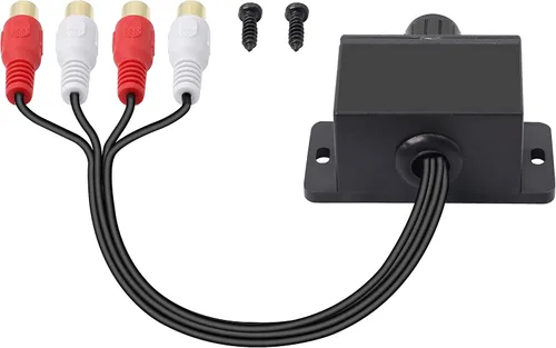 Vista 2 de XMSJSIY Controlador universal de nivel RCA amplificador de audio para automóvil, ajuste de audio RCA, perilla de control de volumen de graves