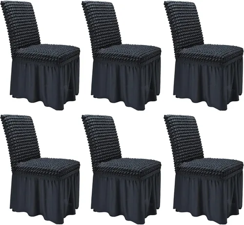 Vista 34 de NICEEC - Juego de 2 fundas para sillas de comedor de alta elasticidad, fundas removibles para sillas de comedor con falda, fundas protectoras