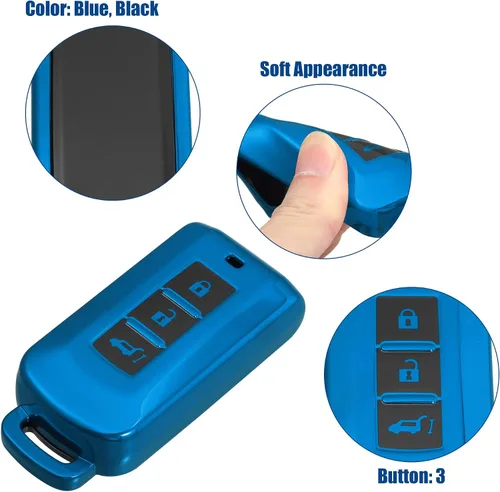 Vista 3 de ACROPIX Funda para llavero de TPU para Mitsubishi Outlander, paquete de 1, color azul