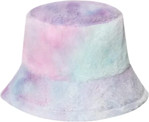 Vista 9 de JUMISEE Sombrero de pescador de piel sintética con teñido anudado para mujer, gorro de invierno cálido y mullido Azul