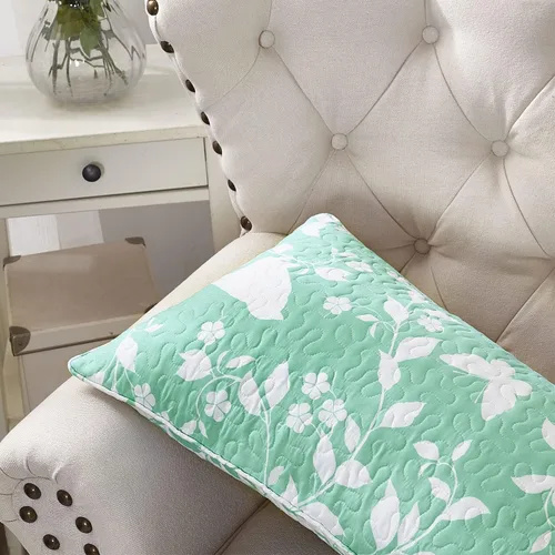 Vista 2 de Home Soft Things Fundas de almohada de microfibra estampadas, 2 piezas, canción de pájaro, azul, 14 x 26 pulgadas, fundas de almohada decorativas