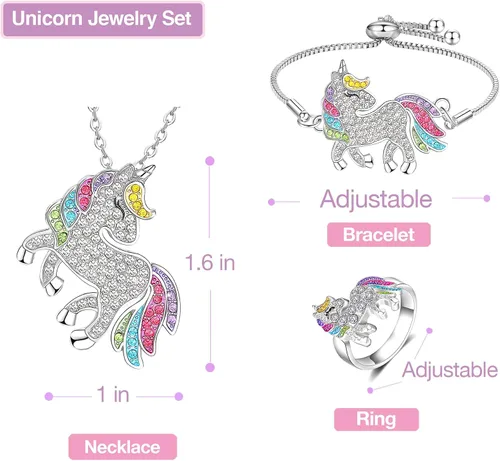 Vista 5 de Vestido de princesa unicornio, para niñas pequeñas, disfraz, joyas y diadema