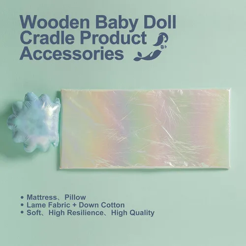 Vista 6 de ROBOTIME Cuna Mecedora de Madera para Muñecas, Juguetes de Cama para Muñecas de Niña, Cuna de Juguete para Muñecas de Bebé, Cuna para Muñecas de Azul