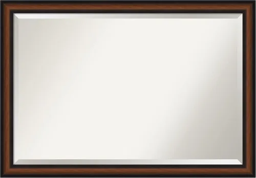 Vista 19 de Amanti Art Espejo de baño marrón para sobre el fregadero, espejo rectangular de tocador rectangular de nogal Harvard de 25 x 21 pulgadas, marco
